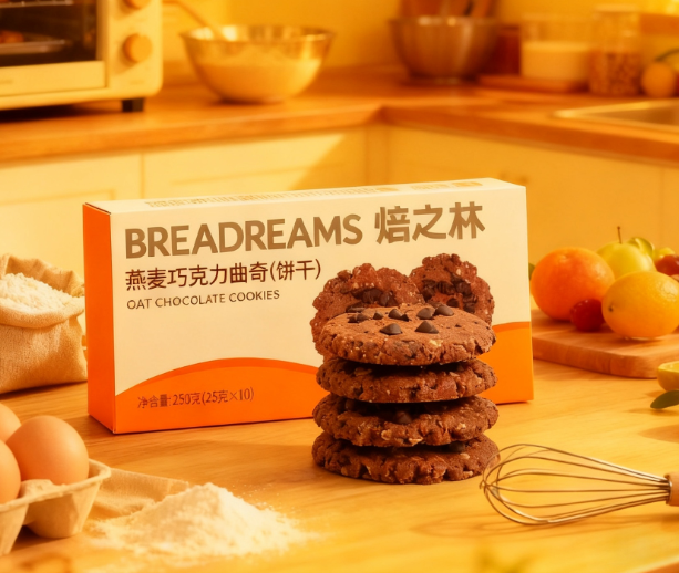 鑫国食品】上海爱河狸燕麦曲奇饼干黑色巧克力味饼干